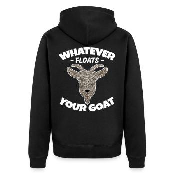 Lustiger Ziegen Spruch Wortspiel Ziege - Unisex Premium Bio Zip Hoodie - Schwarz - Hinten - Nico (187cm)