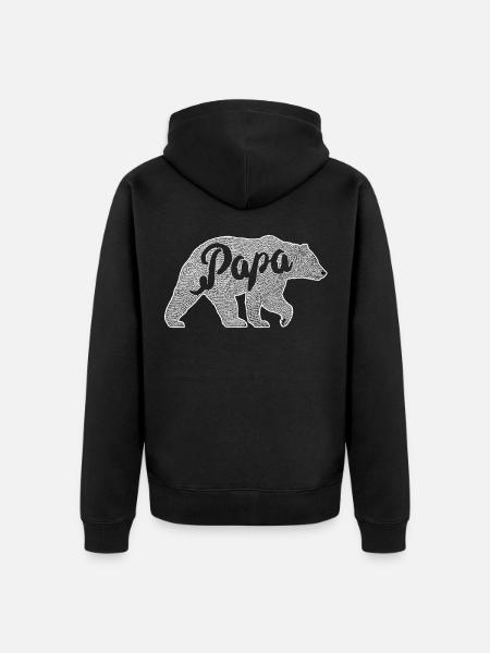 Papa Bear Father Gift - Unisex Premium Organic Zip Hoodie - black
