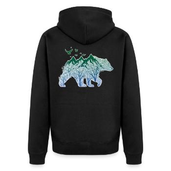 Ours Nature Montagnes Forêt Montagnes Sauvage fraîche - Veste à capuche bio Premium Unisexe - noir - Dos - Nico (187cm)
