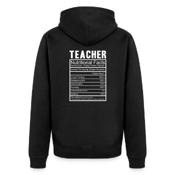 THE NUTRITIONAL VALUES OF A TEACHER! FUNNY GIFT IDEA - Unisex Premium Organic Zip Hoodie - black - Back - Nico (187cm)