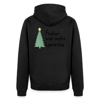 Lametta Weihnachten Ironie Anti Xmas Spruch - Unisex Premium Bio Zip Hoodie - Schwarz - Hinten - Nico (187cm)