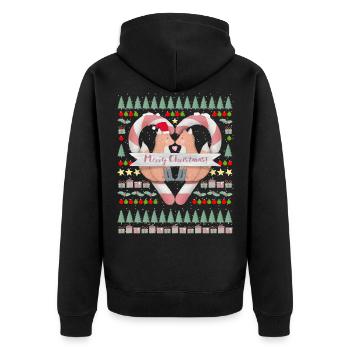 Modèle de Noël de coeur de renards de Noël drôles - Veste à capuche bio Premium Unisexe - noir - Dos - Nico (187cm)