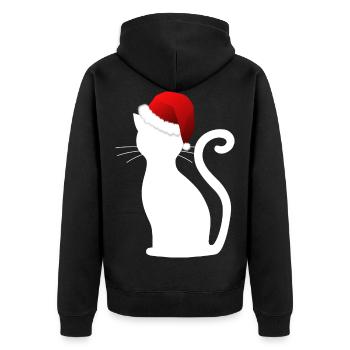 Katze Weihnachten Christmas Frohe Weihnachten - Unisex Premium Bio Zip Hoodie - Schwarz - Hinten - Nico (187cm)