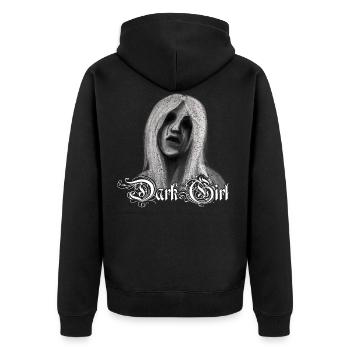 Dark Girl Gothic - Unisex Premium Bio Zip Hoodie - Schwarz - Hinten - Nico (187cm)