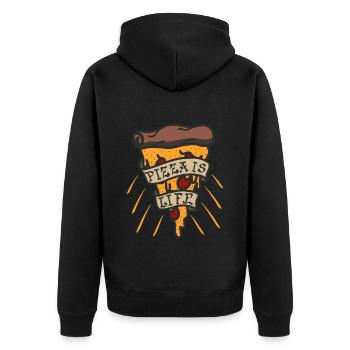Pizza Is Life, Pizza Is Love! Geschenk! - Unisex Premium Bio Zip Hoodie - Schwarz - Hinten - Nico (187cm)