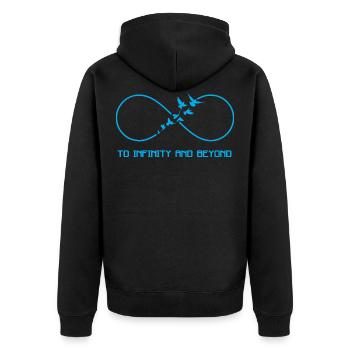 To infinity and much further - Unisex Premium Organic Zip Hoodie - black - Back - Nico (187cm)