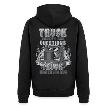 Truck does not ask - Unisex Premium Organic Zip Hoodie - black - Back - Nico (187cm)