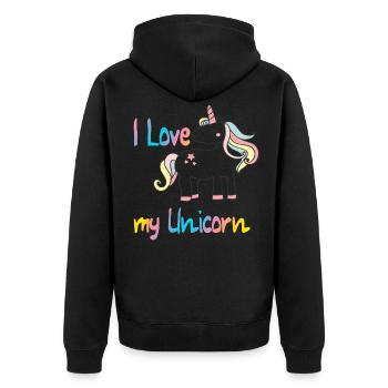 J'aime ma licorne - Veste à capuche bio Premium Unisexe - noir - Dos - Nico (187cm)