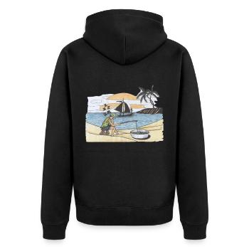 Fishing angler fish hobby fishing sport fishing - Unisex Premium Organic Zip Hoodie - black - Back - Nico (187cm)