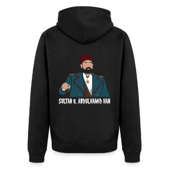 Sultan 2. Abdulhamid Han - Unisex Premium Bio Zip Hoodie - Schwarz - Hinten - Nico (187cm)