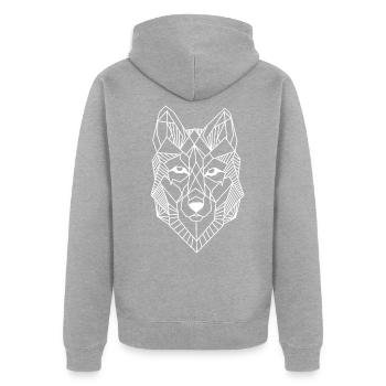 Wolf Raubtier Alpha Rudel Beute Geschenk Idee Wild - Unisex Premium Bio Zip Hoodie - Grau meliert - Hinten - Nico (187cm)