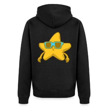 Stern Himmel Wolken Nacht Mond Schein Schnuppe - Unisex Premium Bio Zip Hoodie - Schwarz - Hinten - Nico (187cm)