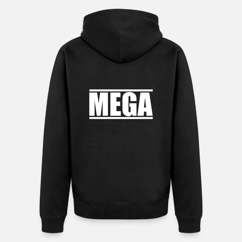 MEGA - Unisex Premium Bio Zip Hoodie - Schwarz