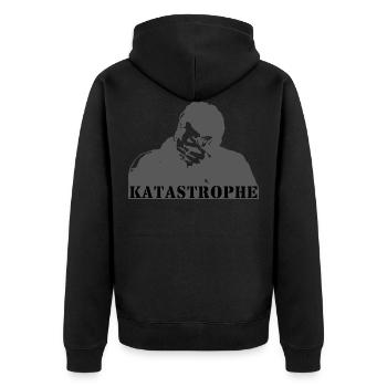 Katastrophe - Unisex Premium Bio Zip Hoodie - Schwarz - Hinten - Nico (187cm)