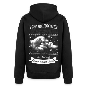 Papa und Tochter - Unisex Premium Bio Zip Hoodie - Schwarz - Hinten - Nico (187cm)