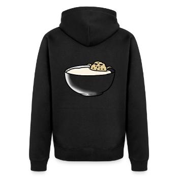 Cookie Swimming in Milk - Unisex Premium Organic Zip Hoodie - black - Back - Nico (187cm)