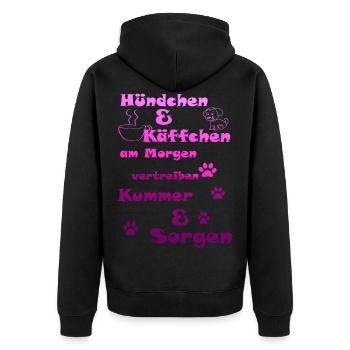 Dog coffee worries drive away - Unisex Premium Organic Zip Hoodie - black - Back - Nico (187cm)