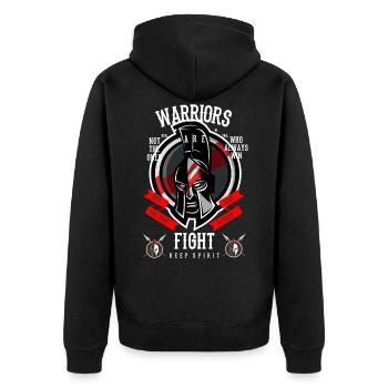 Sparta - Unisex Premium Organic Zip Hoodie - black - Back - Nico (187cm)
