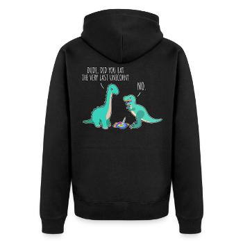 Funny Dino Unicorn Comic Dinosaur T-Rex - Unisex Premium Organic Zip Hoodie - black - Back - Nico (187cm)