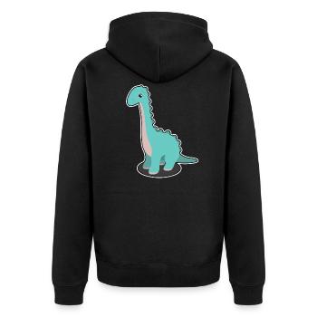 Dinosaurier Design Dino Illustration Saurier-Fans - Unisex Premium Bio Zip Hoodie - Schwarz - Hinten - Nico (187cm)