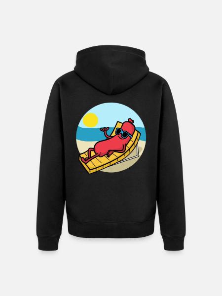 Pølse på ferie pølse ferie - Premium økologisk unisex-hættejakke - sort