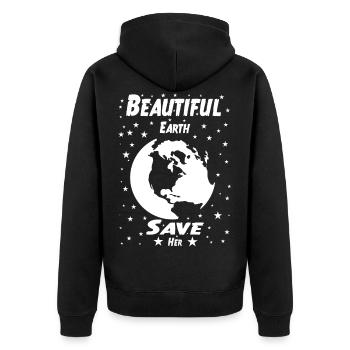 Beautiful earth - Unisex Premium Bio Zip Hoodie - Schwarz - Hinten - Nico (187cm)