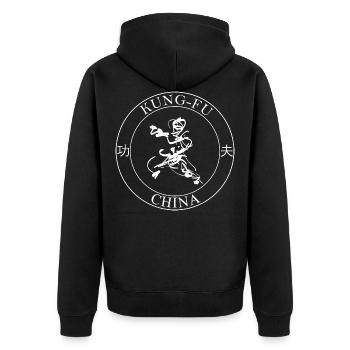 Kung- Fu China - Unisex Premium Bio Zip Hoodie - Schwarz - Hinten - Nico (187cm)