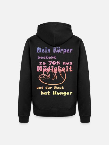 Tired lazy funny funny - Unisex Premium Organic Zip Hoodie - black