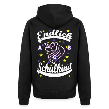 Finally schoolchild enrolment - Unisex Premium Organic Zip Hoodie - black - Back - Nico (187cm)