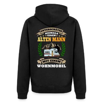 Never underestimate an old man with a camper - Unisex Premium Organic Zip Hoodie - black - Back - Nico (187cm)