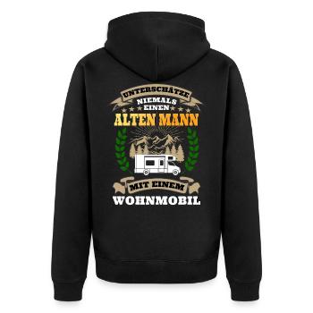 Never underestimate an old man with a camper - Unisex Premium Organic Zip Hoodie - black - Back - Nico (187cm)