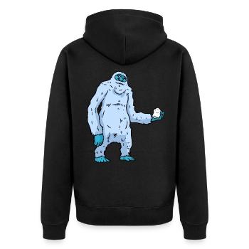Yeti monster - Unisex Premium Bio Zip Hoodie - Schwarz - Hinten - Nico (187cm)
