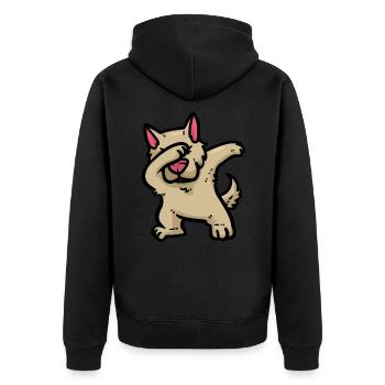 Kleiner Dub Doggy - Unisex Premium Bio Zip Hoodie - Schwarz - Hinten - Nico (187cm)