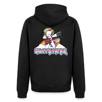 death metal unicorn 3 - Unisex Premium Bio Zip Hoodie - Schwarz - Hinten - Nico (187cm)