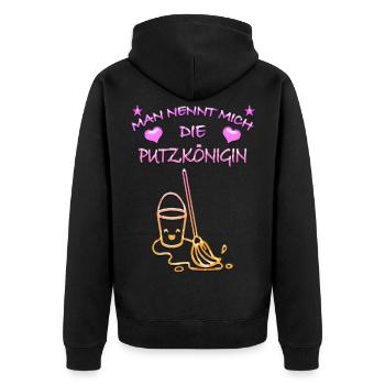 Königin Putzkönigin - Unisex Premium Bio Zip Hoodie - Schwarz - Hinten - Nico (187cm)