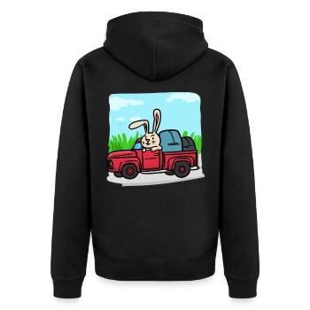 Bunny avec la voiture pendant le voyage - Veste à capuche bio Premium Unisexe - noir - Dos - Nico (187cm)