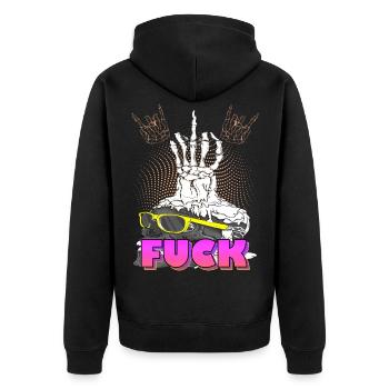 Skull with middle fin and fuck - Unisex Premium Organic Zip Hoodie - black - Back - Nico (187cm)