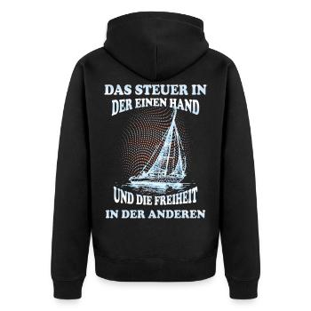 Segelboot besitzer - Unisex Premium Bio Zip Hoodie - Schwarz - Hinten - Nico (187cm)