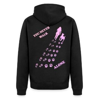 You never go alone - Unisex Premium Organic Zip Hoodie - black - Back - Nico (187cm)