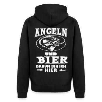 Angeln und Bier - Unisex Premium Bio Zip Hoodie - Schwarz - Hinten - Nico (187cm)