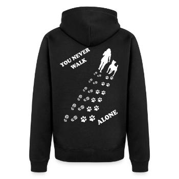 You never go alone - Unisex Premium Organic Zip Hoodie - black - Back - Nico (187cm)