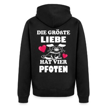 Le plus grand amour a quatre pattes - Veste à capuche bio Premium Unisexe - noir - Dos - Nico (187cm)