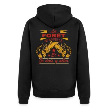 Bûcheron Shirt • La forêt m´appelle Cadeau - Veste à capuche bio Premium Unisexe - noir - Dos - Nico (187cm)
