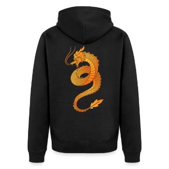 Dragon - Unisex Premium Organic Zip Hoodie - black - Back - Nico (187cm)