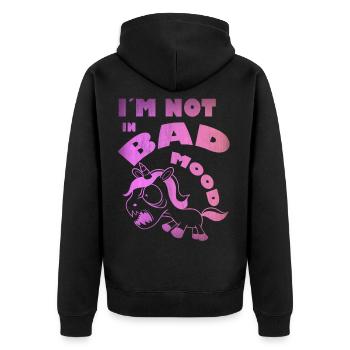 Einhorn gute Laune - Unisex Premium Bio Zip Hoodie - Schwarz - Hinten - Nico (187cm)
