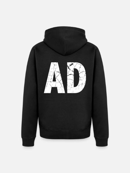 Nødstedte Vintage AD Bogstaver Reklame - Premium økologisk unisex-hættejakke - sort