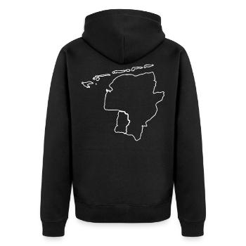 Ostfriesland Karte Silhouette - Geschenkidee - Unisex Premium Bio Zip Hoodie - Schwarz - Hinten - Nico (187cm)