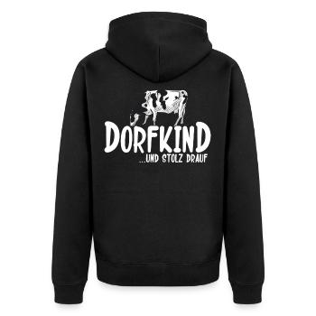 Dorfkind Sprüche design von Dorfkind Acker by - Unisex Premium Bio Zip Hoodie - Schwarz - Hinten - Nico (187cm)