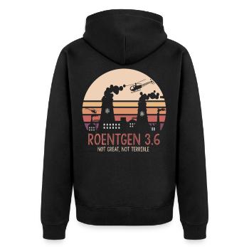 Roentgen 3.6 Not Great Not Terrible Meme Facts - Unisex Premium Bio Zip Hoodie - Schwarz - Hinten - Nico (187cm)