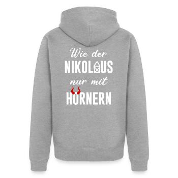 Wie Der Nikolaus Nur Ohne Hörner Krampus Geschenk - Unisex Premium Bio Zip Hoodie - Grau meliert - Hinten - Nico (187cm)